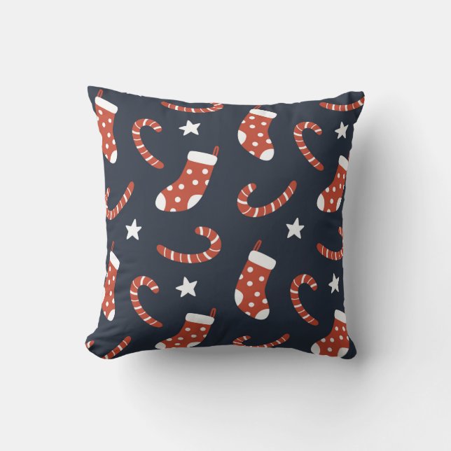 Coussin Motif sans couture avec chaussettes de noël, sucre (Recto)