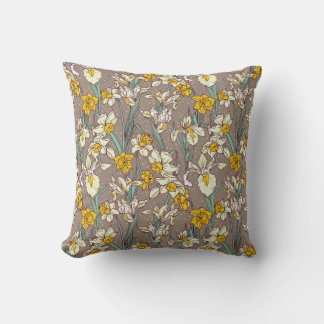 Coussin Motif sans couture avec de beaux iris et narcisses