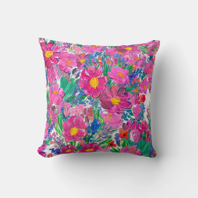 Coussin Motif sans couture avec de Belles fleurs. Aquarell (Recto)
