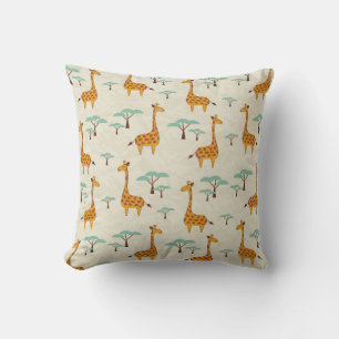 Coussin Motif sans couture avec de jolies girafes et des a