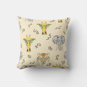 Coussin Motif sans couture avec de mignons animaux africai