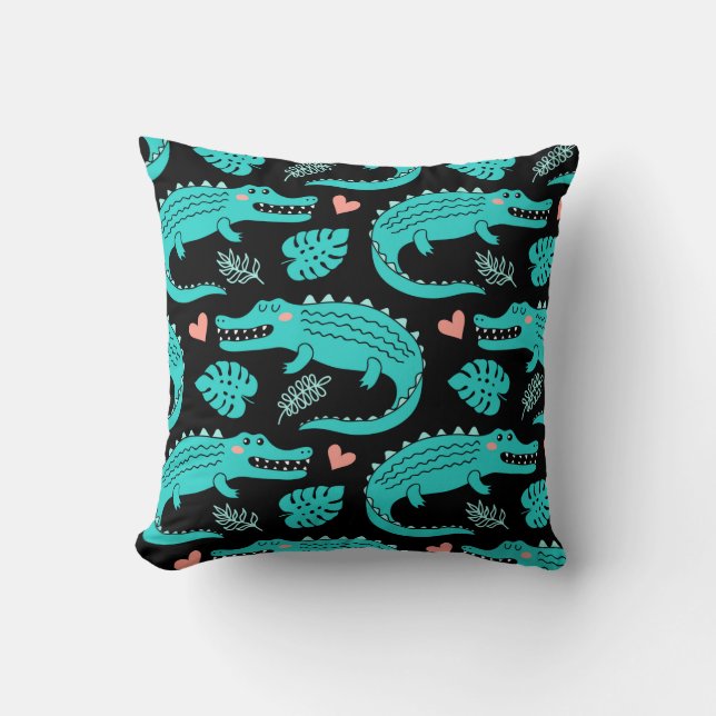 Coussin Motif sans couture avec de mignons crocodiles de d (Recto)