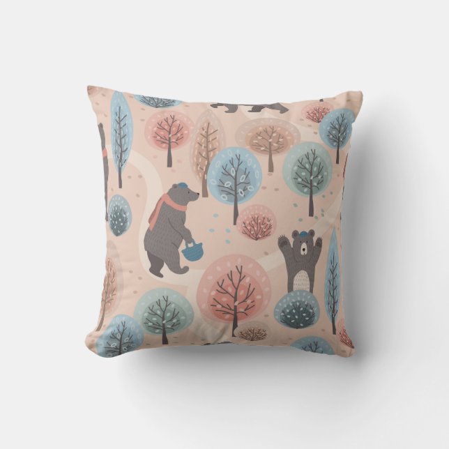 Coussin Motif sans couture avec de mignons et amusants our (Recto)