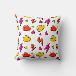 Coussin Motif sans couture avec des nuages et des éclairs
