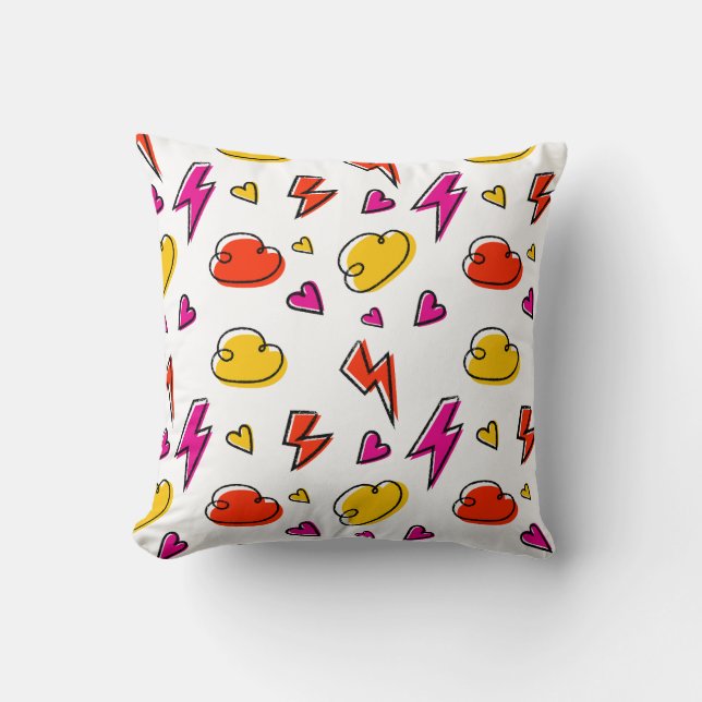 Coussin Motif sans couture avec des nuages et des éclairs (Recto)