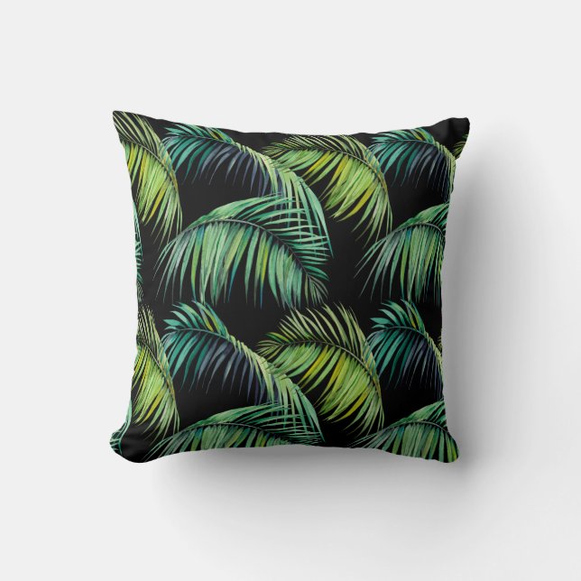 Coussin Motif sans couture avec feuilles de palmiers tropi (Recto)