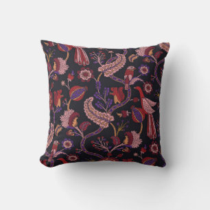 Coussin Motif sans couture avec fleurs d'imaginaire, mur n