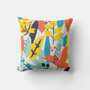 Coussin Motif sans couture avec fleurs peintes à la main e