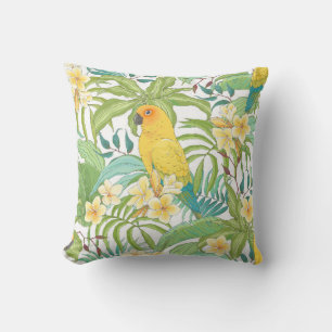 Coussin Motif sans couture avec fleurs Plumeria, feuilles