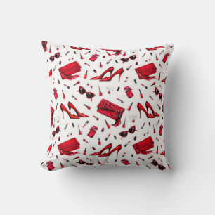 Coussin Motif sans couture avec les petites choses en roug