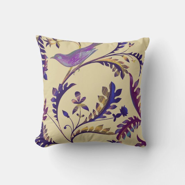 Coussin Motif sans couture avec oiseaux et branches avec e (Recto)