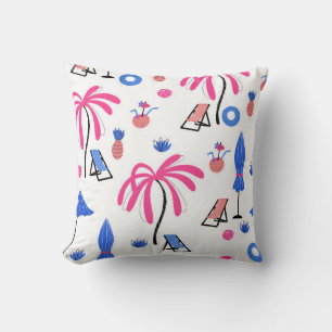 Coussin Motif sans couture avec palmiers ananas coconu