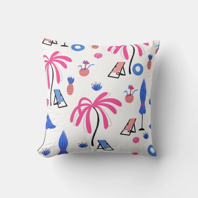 Coussin Motif sans couture avec palmiers ananas coconu (Recto)