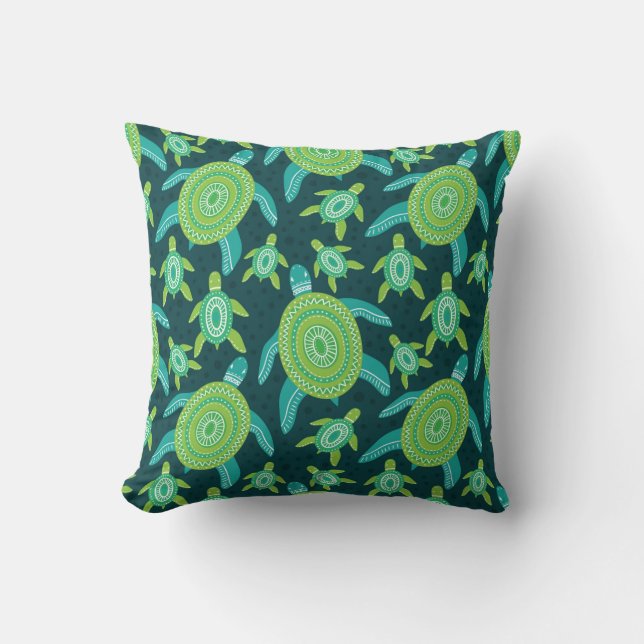 Coussin Motif sans couture avec tortues vertes. Mer  (Recto)