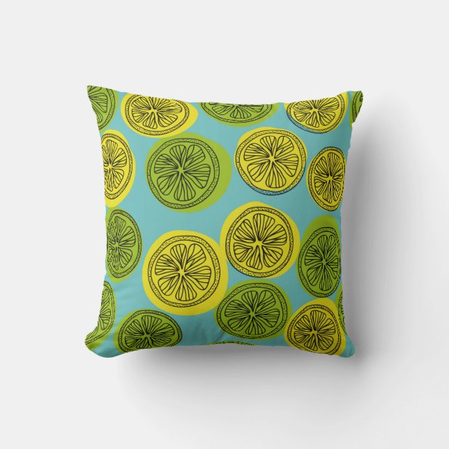Coussin Motif sans couture avec tranches de citron. illust (Recto)