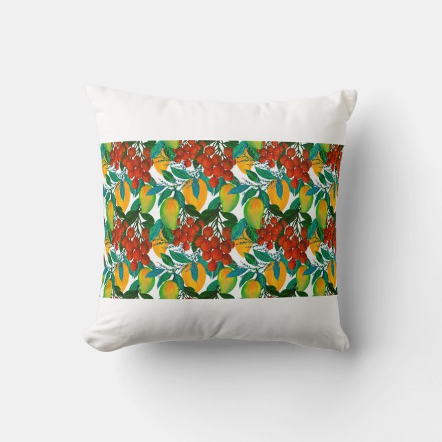 Coussin Motif sans couture avec une mangue fraîche et exot (Recto)