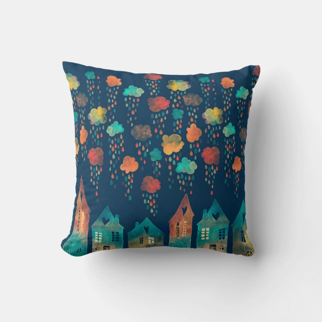 Coussin Motif sans couture avec une ville sous le nuage pl (Recto)
