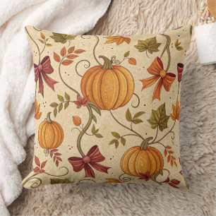 Coussin Motif sans couture botanique de citrouille cosy au