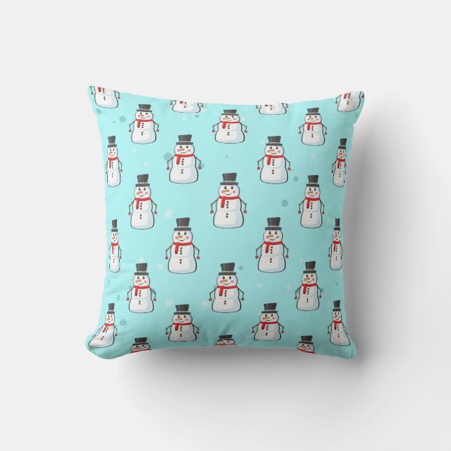 Coussin Motif sans couture de bonhomme de neige (Recto)