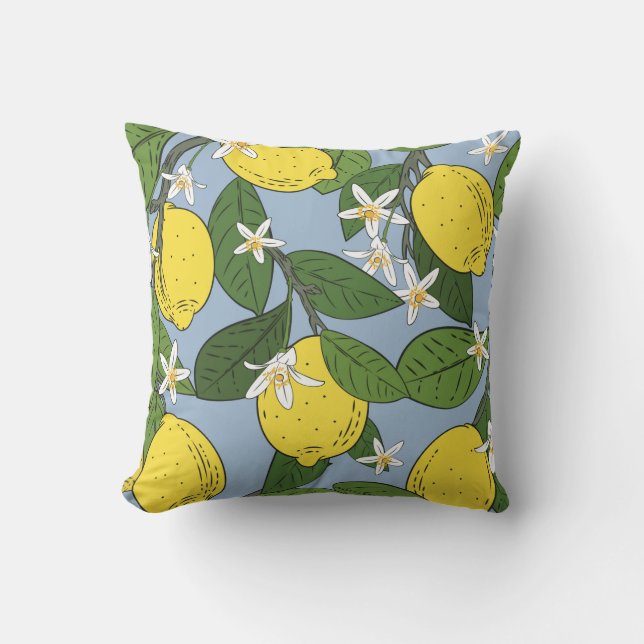 Coussin Motif sans couture de branches avec citrons, lea v (Recto)