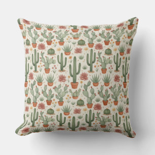 Coussin Motif sans couture de cactus de désert succulent