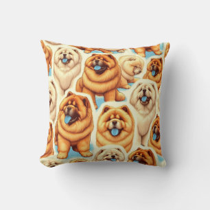 Coussin Motif sans couture de Chow-Chow Retro