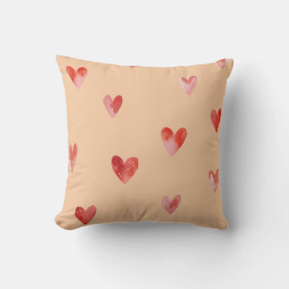 Coussin Motif sans couture de cœurs à l'aquarelle