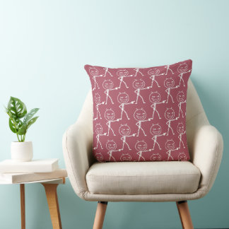 Coussin Motif sans couture de doodle de personnage bâton a