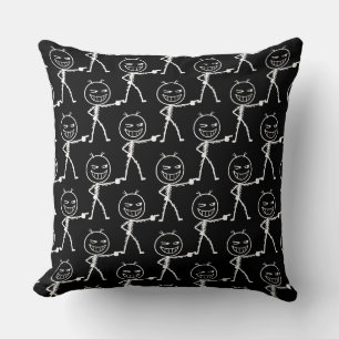 Coussin Motif sans couture de doodle de personnage bâton a