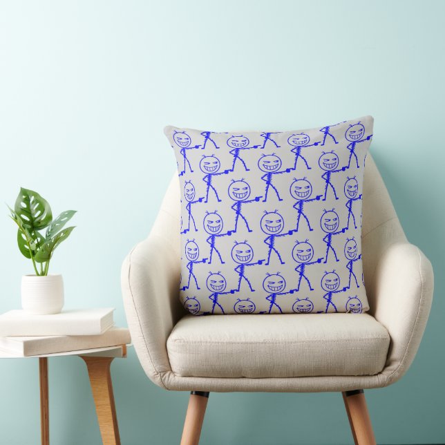 Coussin Motif sans couture de doodle de personnage bâton a (Chaise)