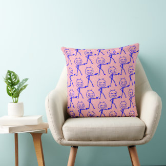 Coussin Motif sans couture de doodle de personnage bâton a