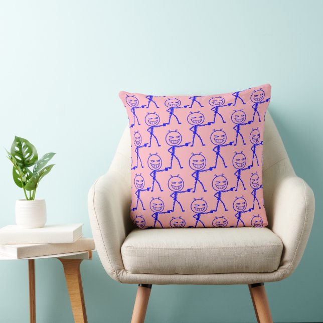 Coussin Motif sans couture de doodle de personnage bâton a (Chaise)