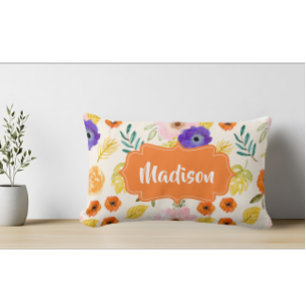 Coussin Motif sans couture de feuillage de nom personnalis