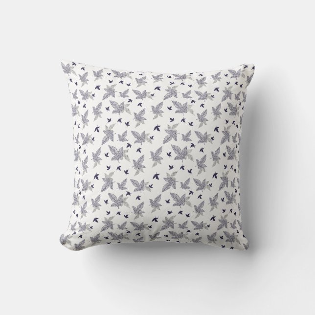 Coussin Motif sans couture de feuille monochrome élégant (Recto)