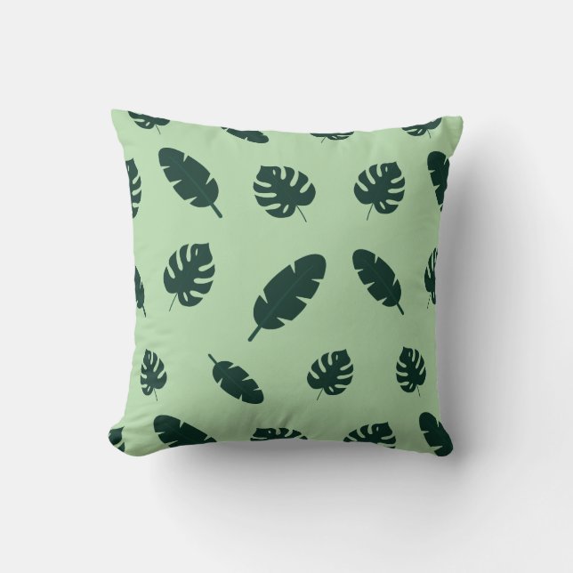 Coussin Motif sans couture de feuilles de Monstera et de p (Recto)