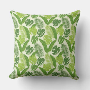 Coussin Motif sans couture de feuilles tropicales & Monste