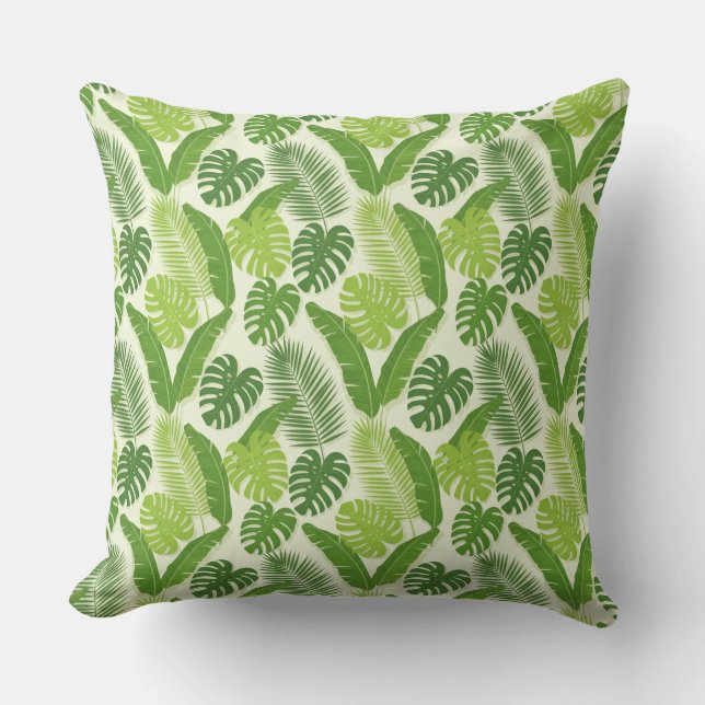 Coussin Motif sans couture de feuilles tropicales & Monste (Recto)