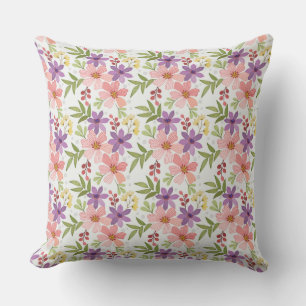 Coussin Motif sans couture de fleurs dessinées à la main c