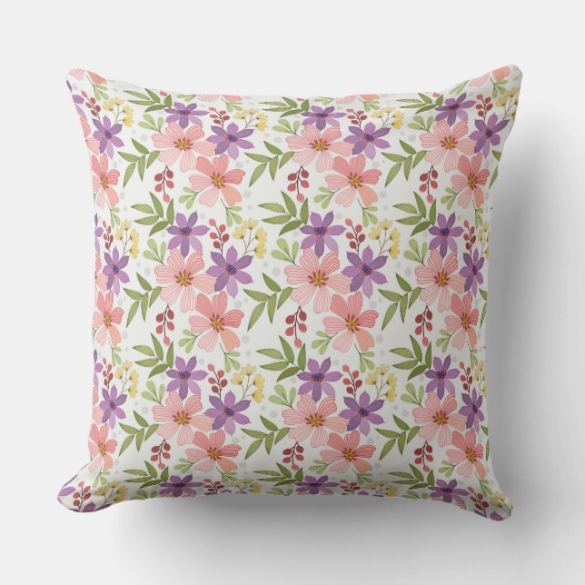 Coussin Motif sans couture de fleurs dessinées à la main c (Recto)