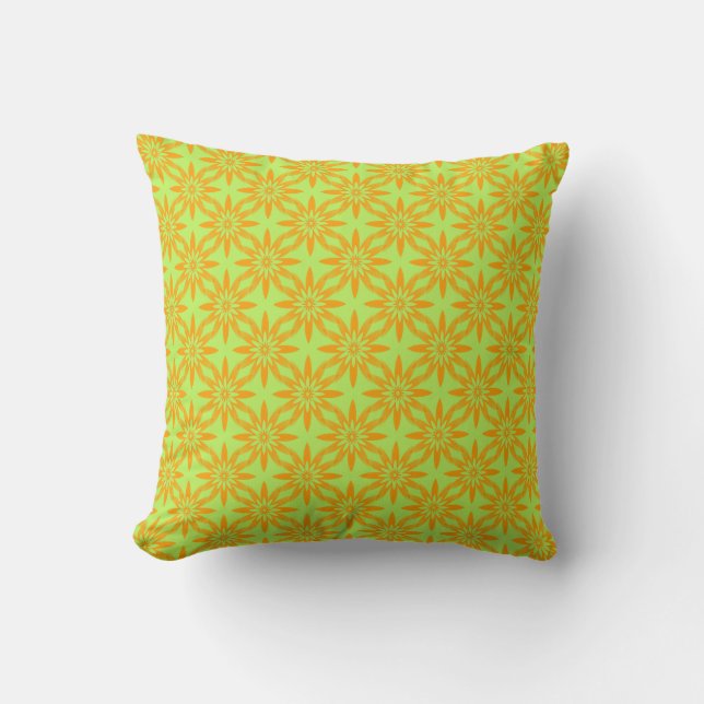 Coussin Motif sans couture de fleurs vertes orange  (Recto)