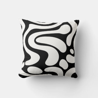 Coussin Motif sans couture de formes liquides noires abstr