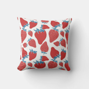Coussin Motif sans couture de fraise dessinée à la main.
