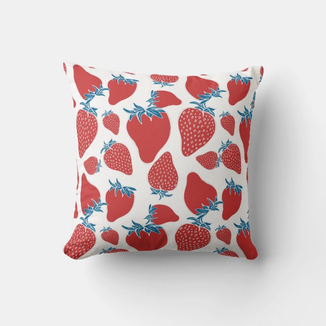 Coussin Motif sans couture de fraise dessinée à la main. a (Recto)