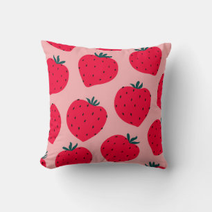 Coussin Motif sans couture de fraise moderne. Big red roun