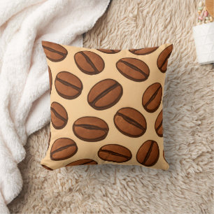 Coussin Motif sans couture de grains de café Café Brun C