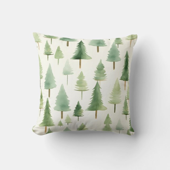 Coussin Motif sans couture de l'eau couleur Pine Tree Fore (Recto)