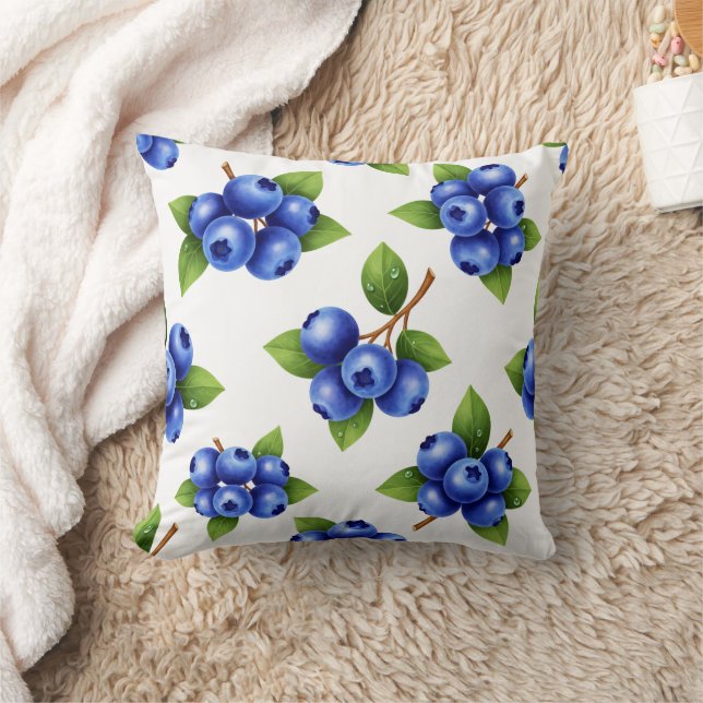Coussin Motif sans couture de myrtille fraîche (Couverture)