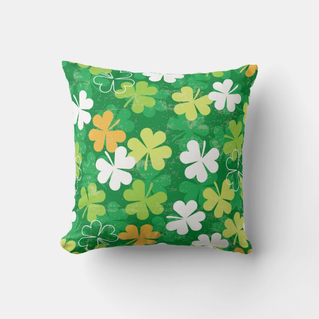 Coussin Motif sans couture de nuages épars et shamrock (Recto)