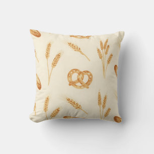 Coussin Motif sans couture de pain rustique et de blé