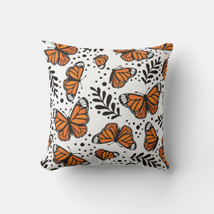 Coussin Motif sans couture de papillon monarque dessiné à 